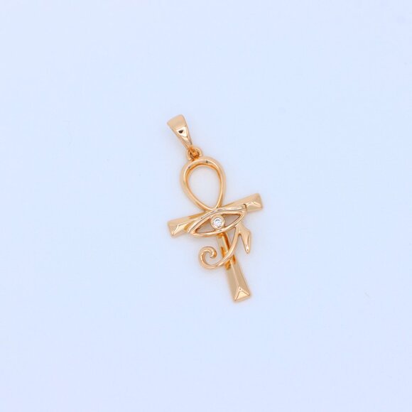 "Eye of Horus Rose Gold Pendant with Ankh Symbol for Protection, XPPT1535 - Picture 9 of 13